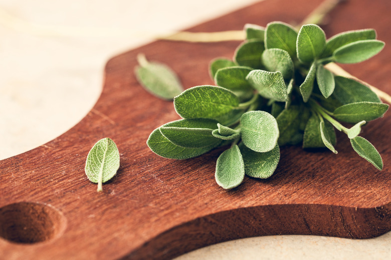 Fresh organic sage on a cutting board