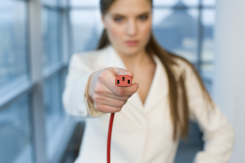 Woman holding cord