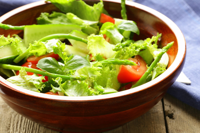 fresh green salad with tomatoes and asparagus