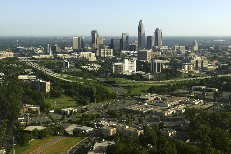 Aerial view of skyline, Charlotte, North Carolina