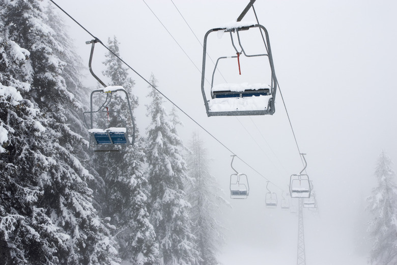 Ski lift in snowstorm