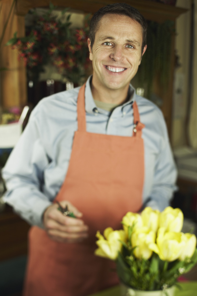 Man cutting flowers