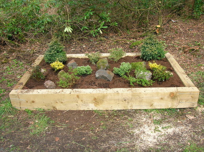 A simple raised flower bed in Scotland.